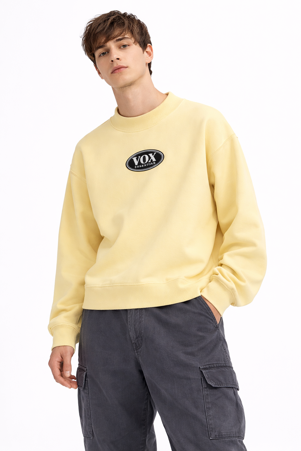 VOX Essential Fleece Mock-Neck Crew Sweatshirt
