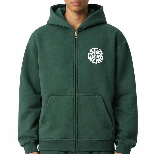 VOX Zip-Up Oversized Fleece Boxy Hoodie