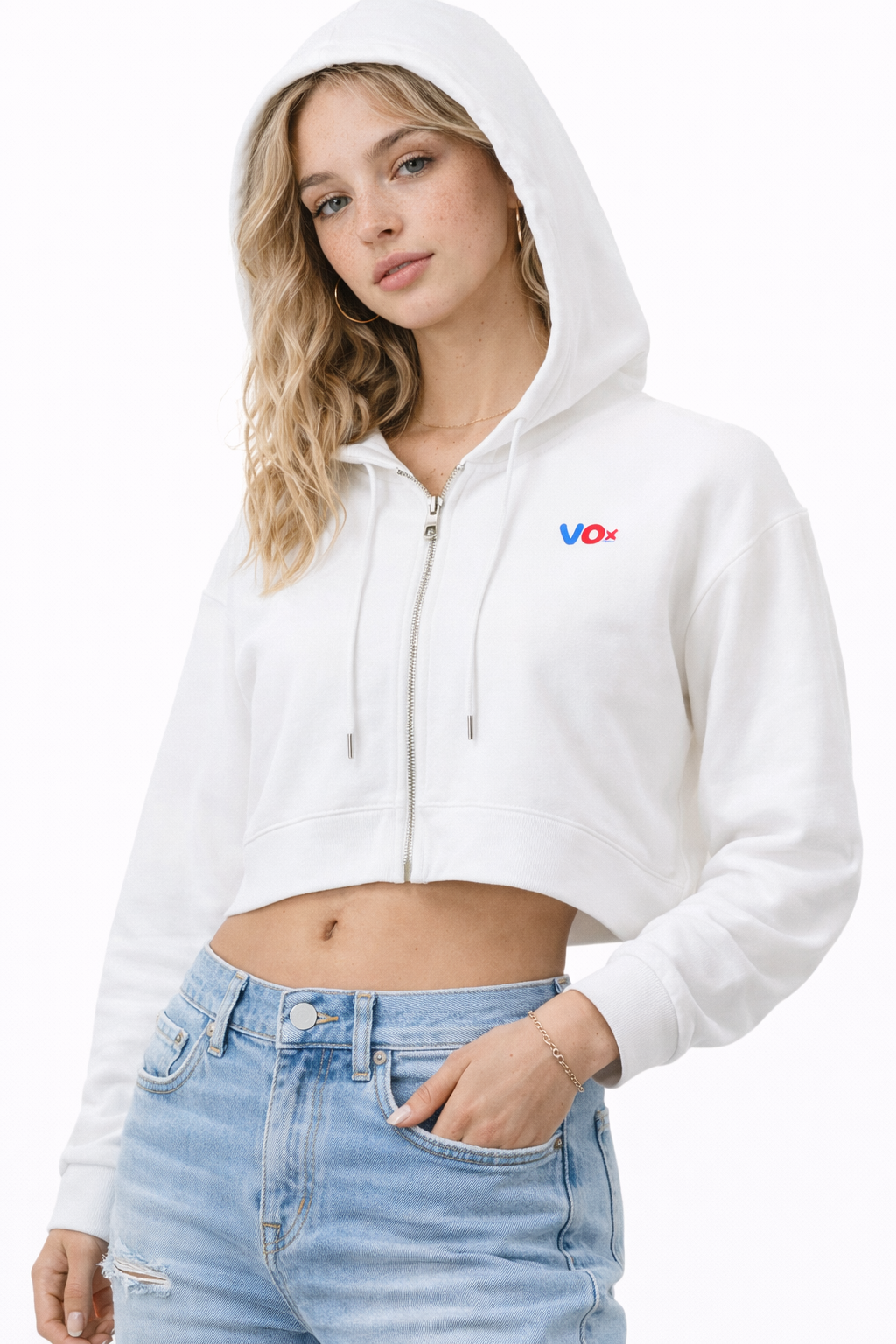 VOX Cropped Zip-Up Hoodie