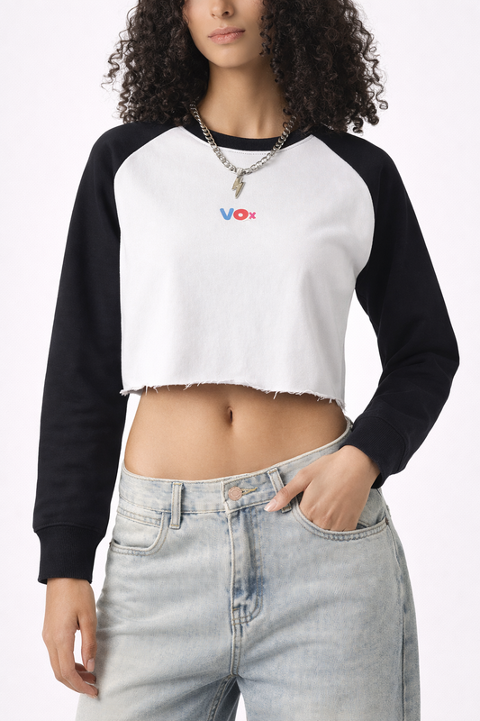 VOX Raw-Hem Raglan Crop Sweatshirt