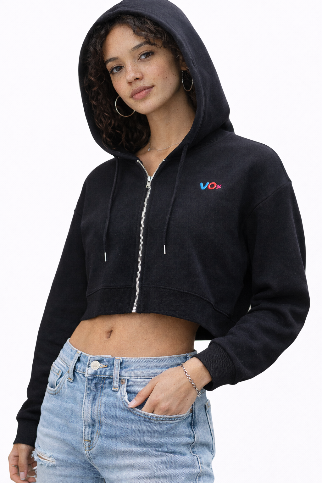 VOX Cropped Zip-Up Hoodie