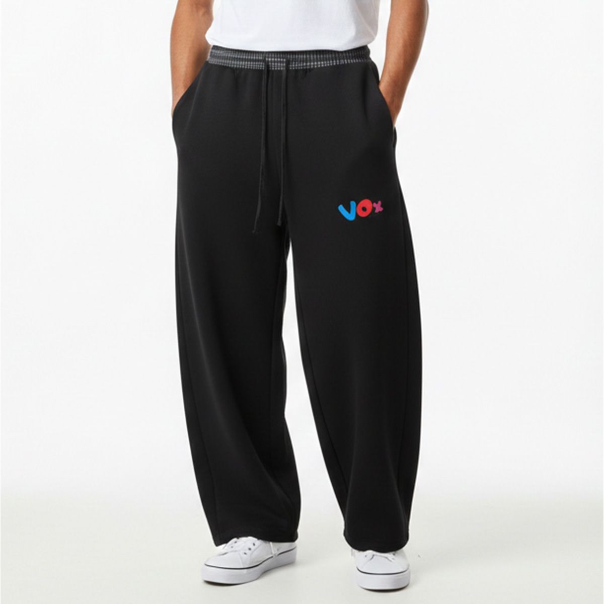 VOX Plaid Waistband Barrel Sweatpants