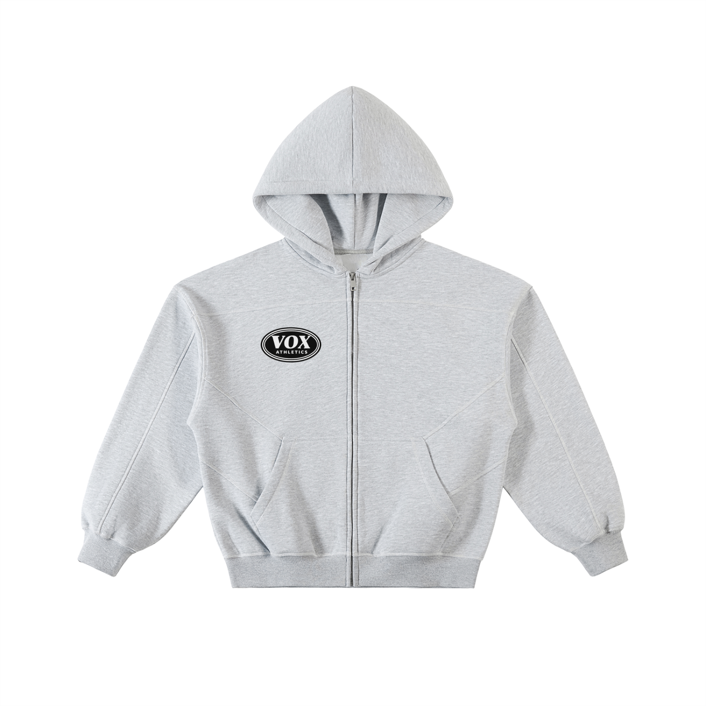 VOX Contrast-Stitched Boxy Fleece Zip Hoodie