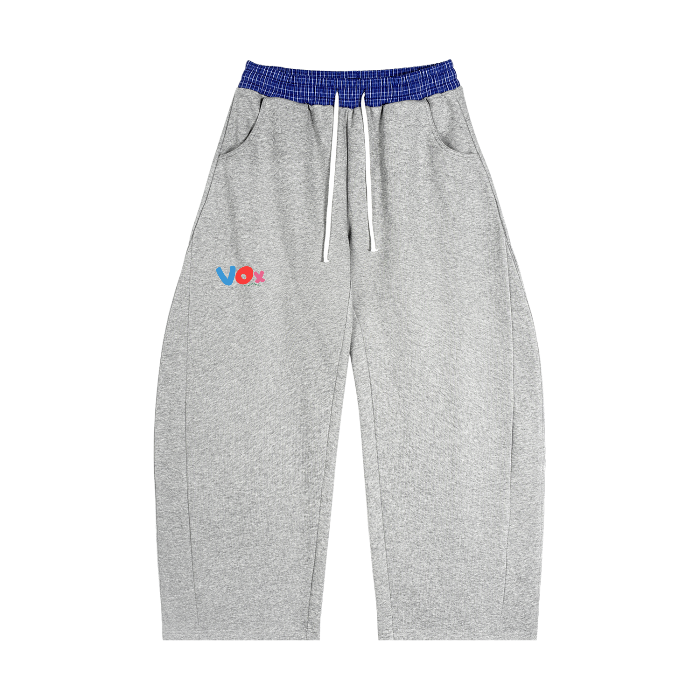 VOX Plaid Waistband Barrel Sweatpants